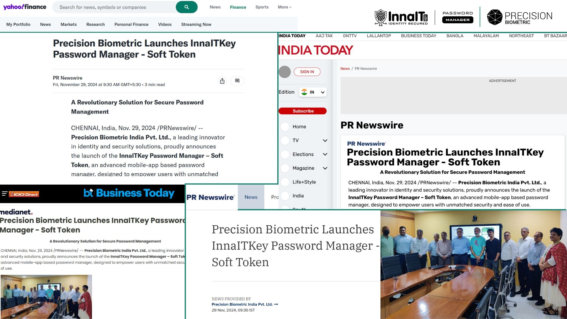 Precision Biometric Launches InnaITKey Password Manager - Soft Token