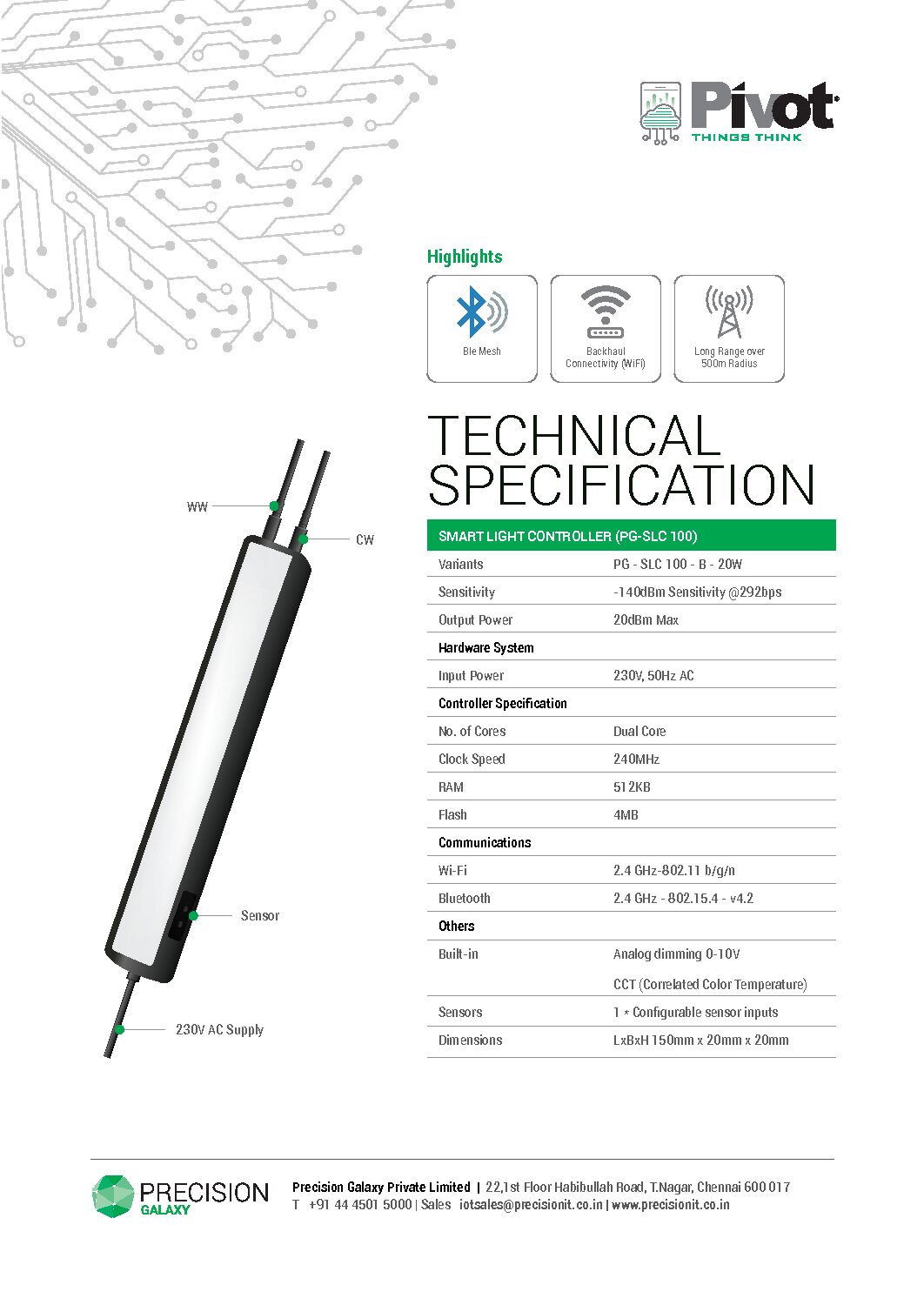 Smart Light Controller Spec Sheet