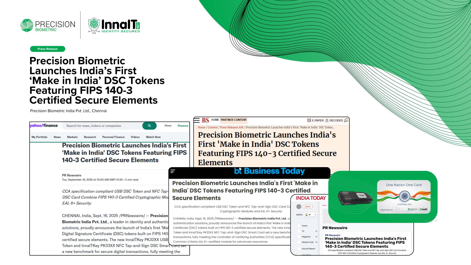 Precision Biometric Launches India’s First ‘Make in India’ DSC Tokens Featuring FIPS 140-3 Certified Secure Elements